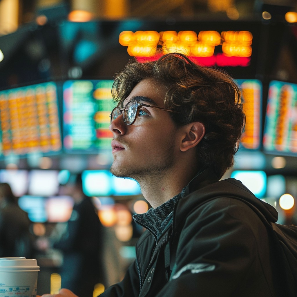 Corporate traveler at an airport for UK business flights